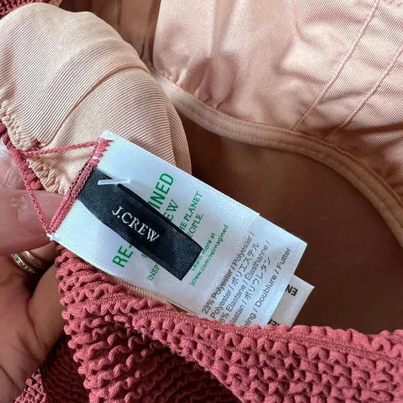 J.Crew Scrunchie Classic Scoopneck One Piece Swimsuit Size 10 Brown Red Vacation - Picture 5 of 14